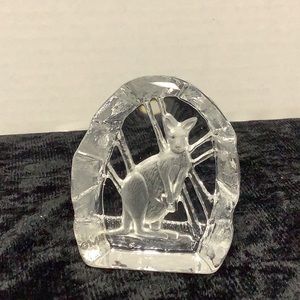 Nybro  Sweden Crystal Kangaroo Clear Paperweight